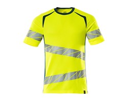 T-Shirt, moderne Passform hi-vis gelb/dunkelpetroleum